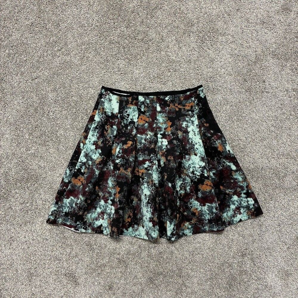 BCBGeneration Mini Skirt Small Watercolor Black Teal Burgundy Whimsigoth Fairy